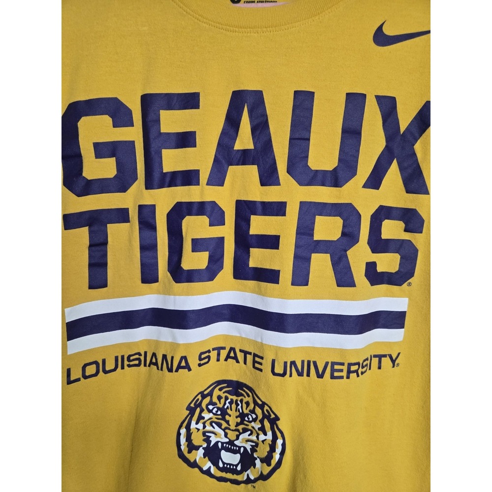 Nike Lsu Tigers Geaux Louisiana State University T-shirt Size Lg Gold Shaq Ncaa - Picture 2 of 9